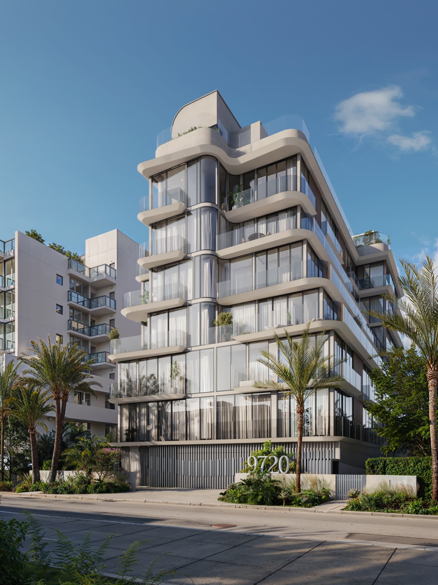 ola Bay Harbor entrance and architectural façade at 9720 West Bay Harbor Drive